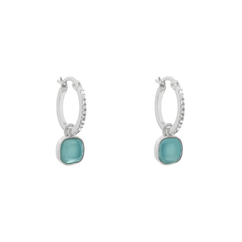 Bia Creoles Silver in Water Blue