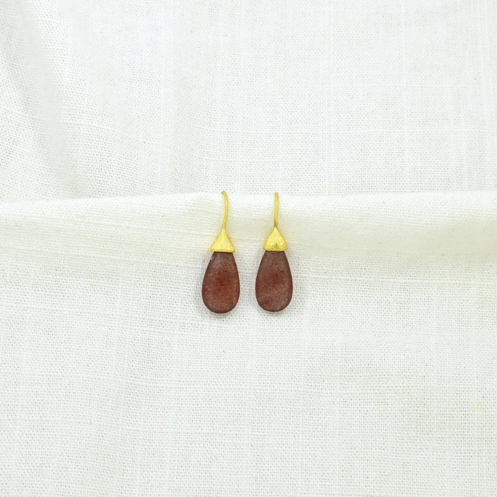 Katara Gemstone Earrings Gold - Strawberry Quartz