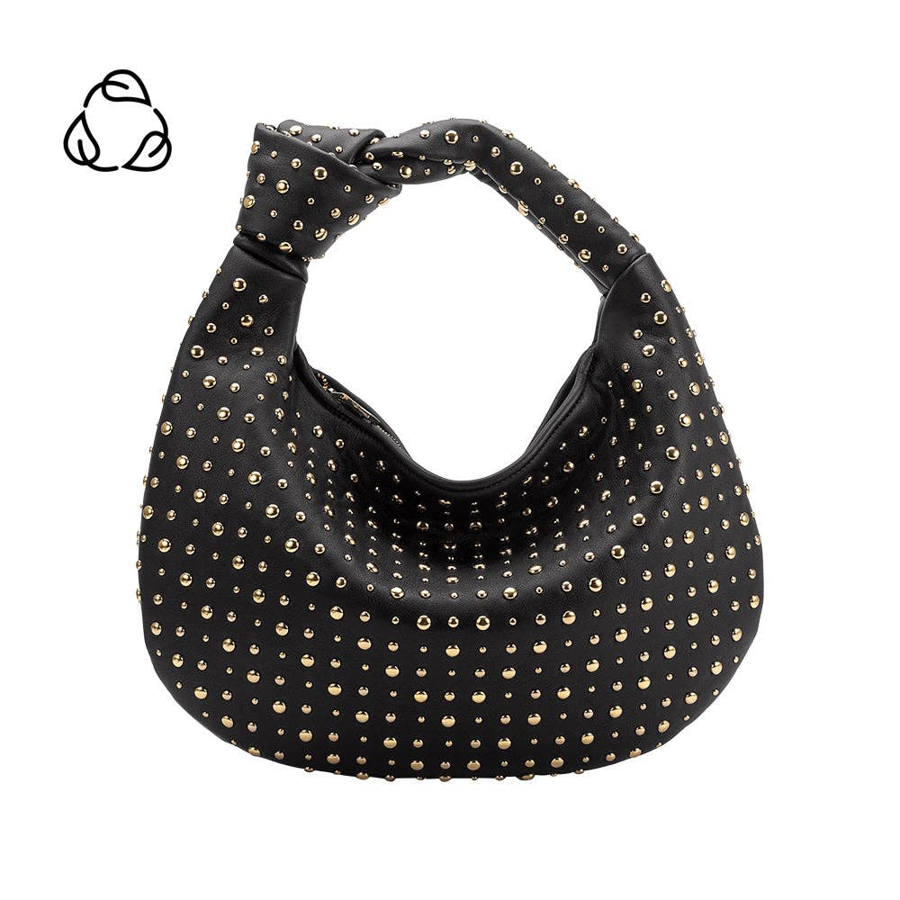 Brigitte grosse Schultertasche mit Nieten in Schwarz