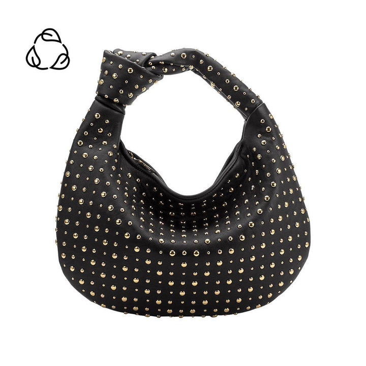 Brigitte grosse Schultertasche mit Nieten in Schwarz