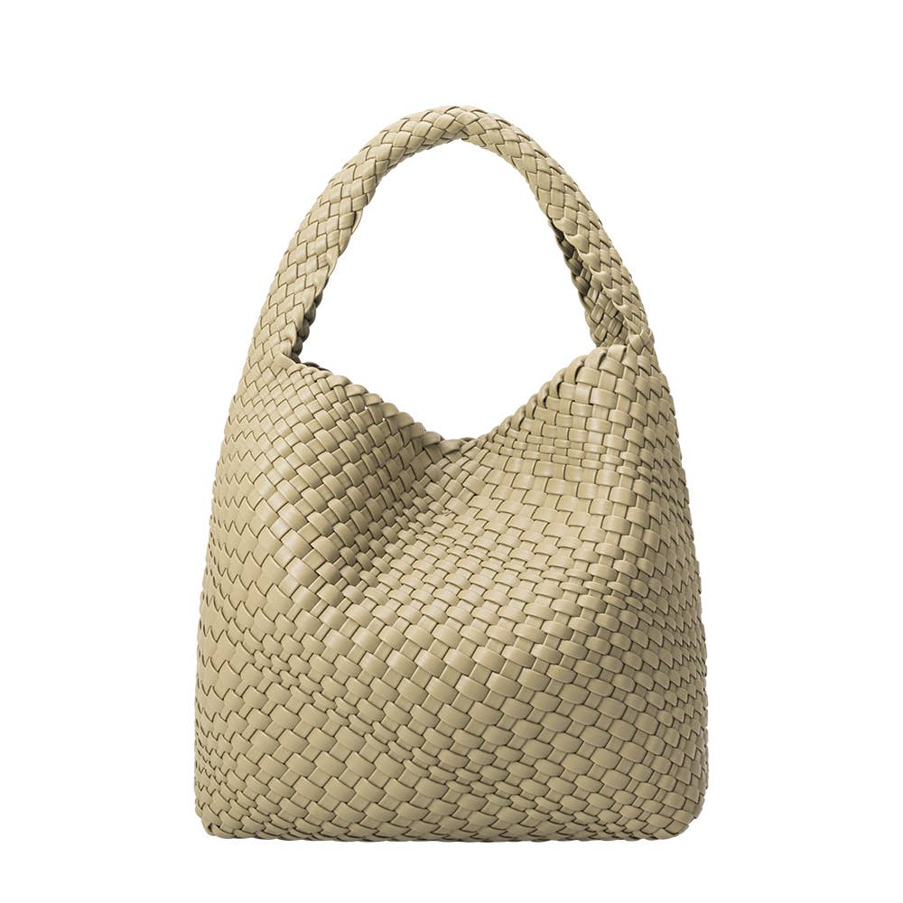 Melie Bianco Johanna große Schultertasche aus recyceltem veganem Material in Moss