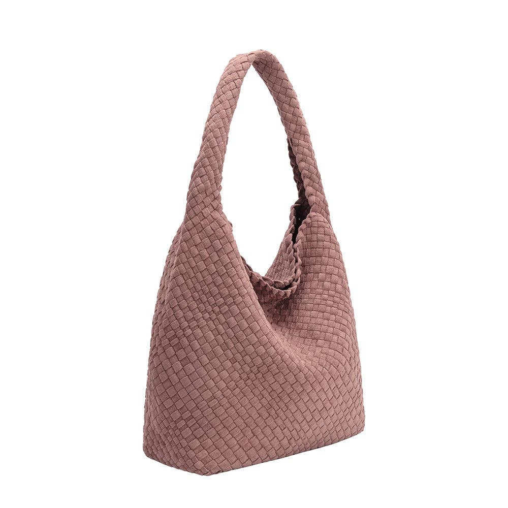 Melie Bianco Johanna große Schultertasche aus recyceltem veganem Wildlederimitat in Mauve