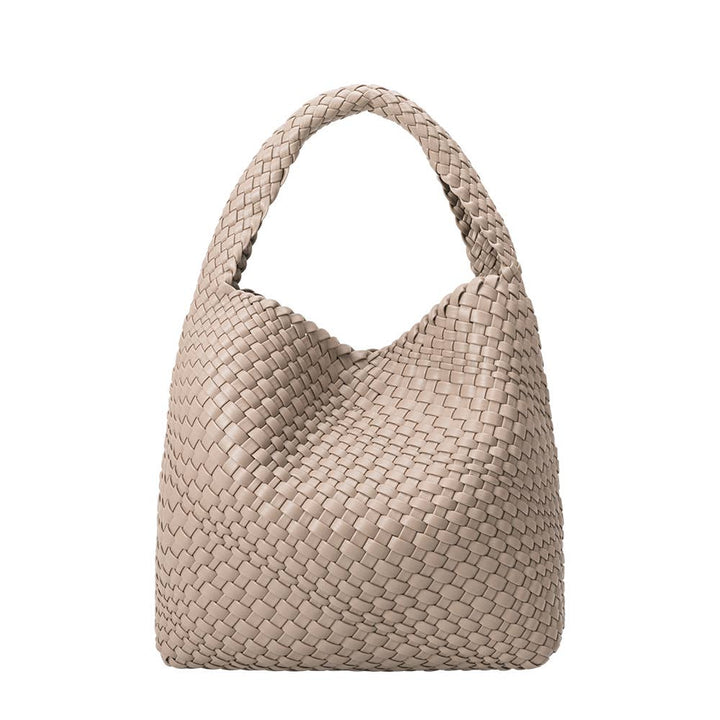Melie Bianco Johanna große Schultertasche aus recyceltem veganem Material in Taupe