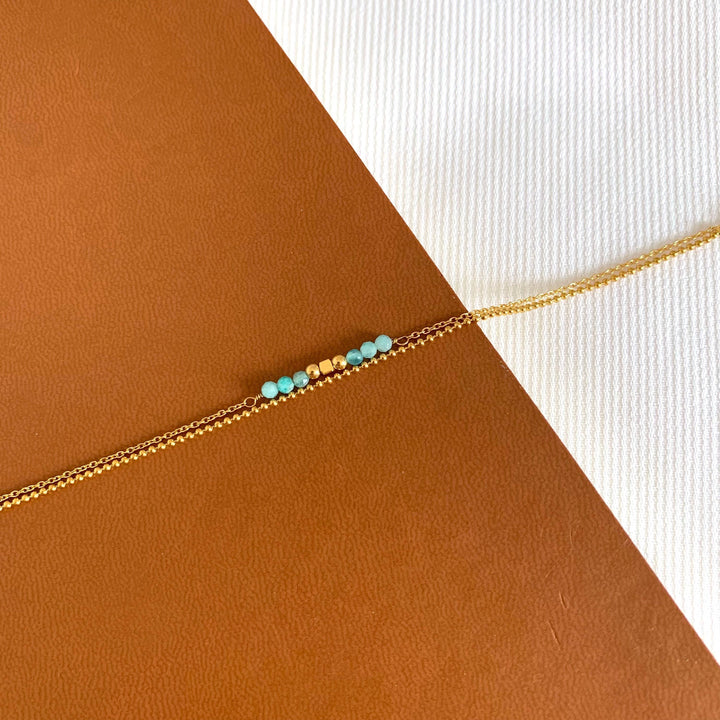 Eni Amazonit-Türkis-Doppelperlenarmband