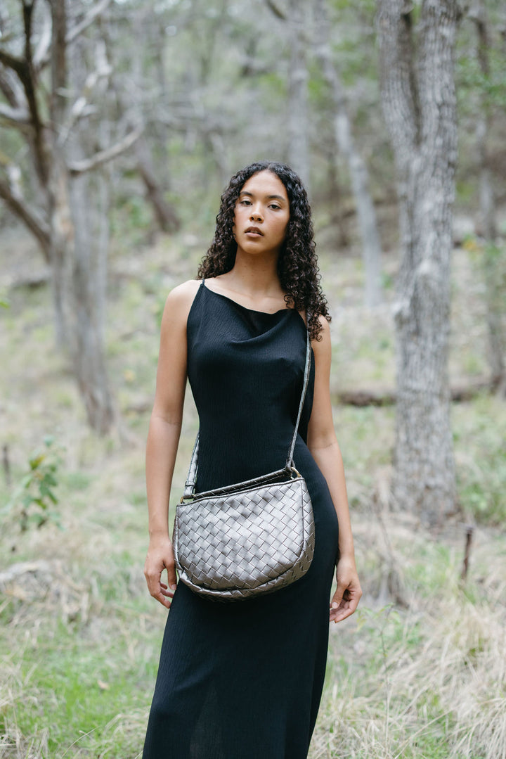 Elin Crossbodytasche aus veganem Material in Anthrazit