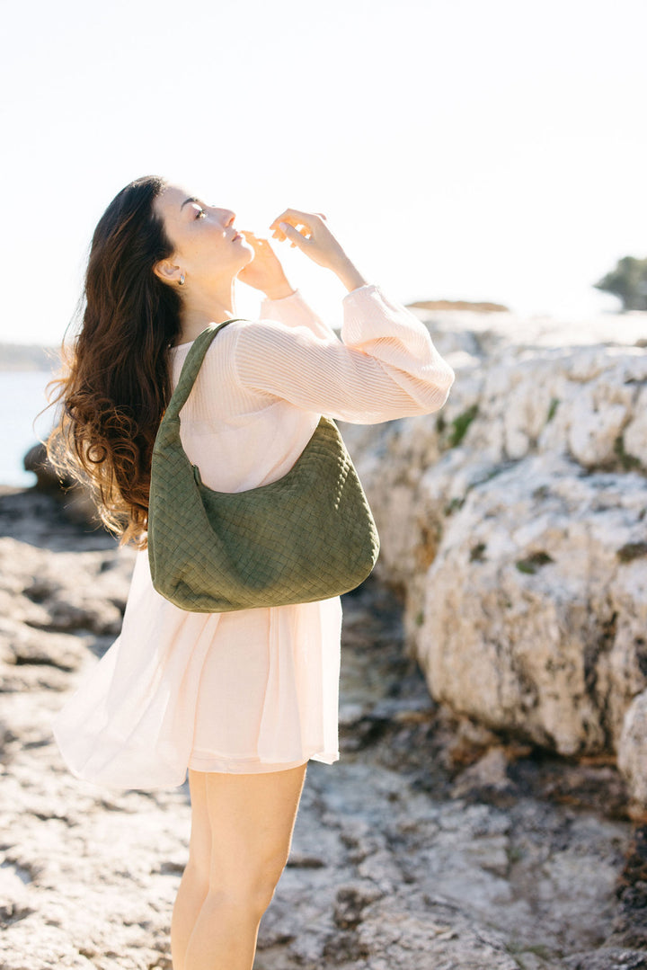 Chiara Ledertasche Wildleder Oliv