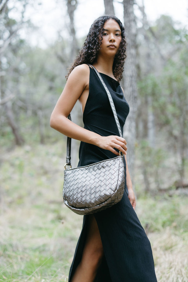 Elin Crossbodytasche aus veganem Material in Anthrazit