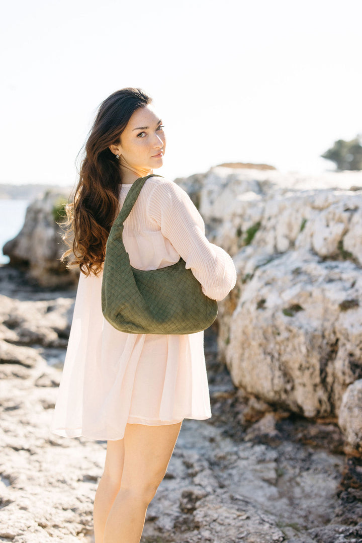Chiara Ledertasche Wildleder Oliv
