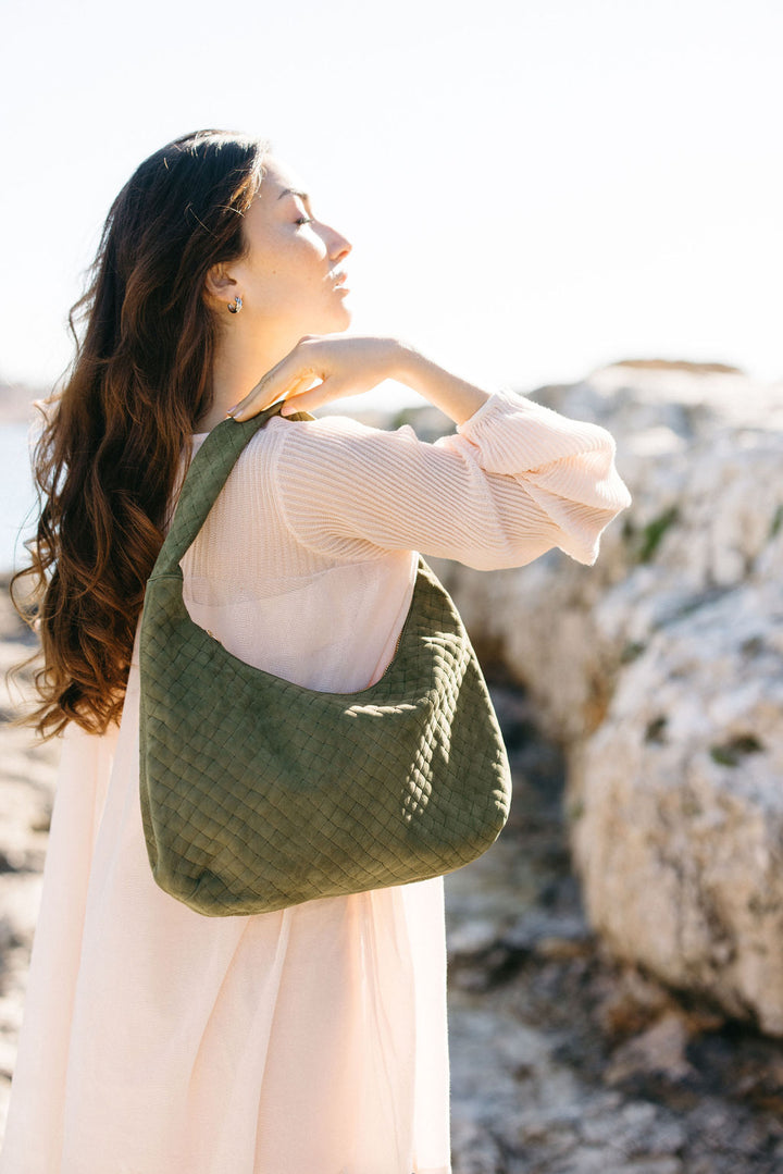 Chiara Ledertasche Wildleder Oliv