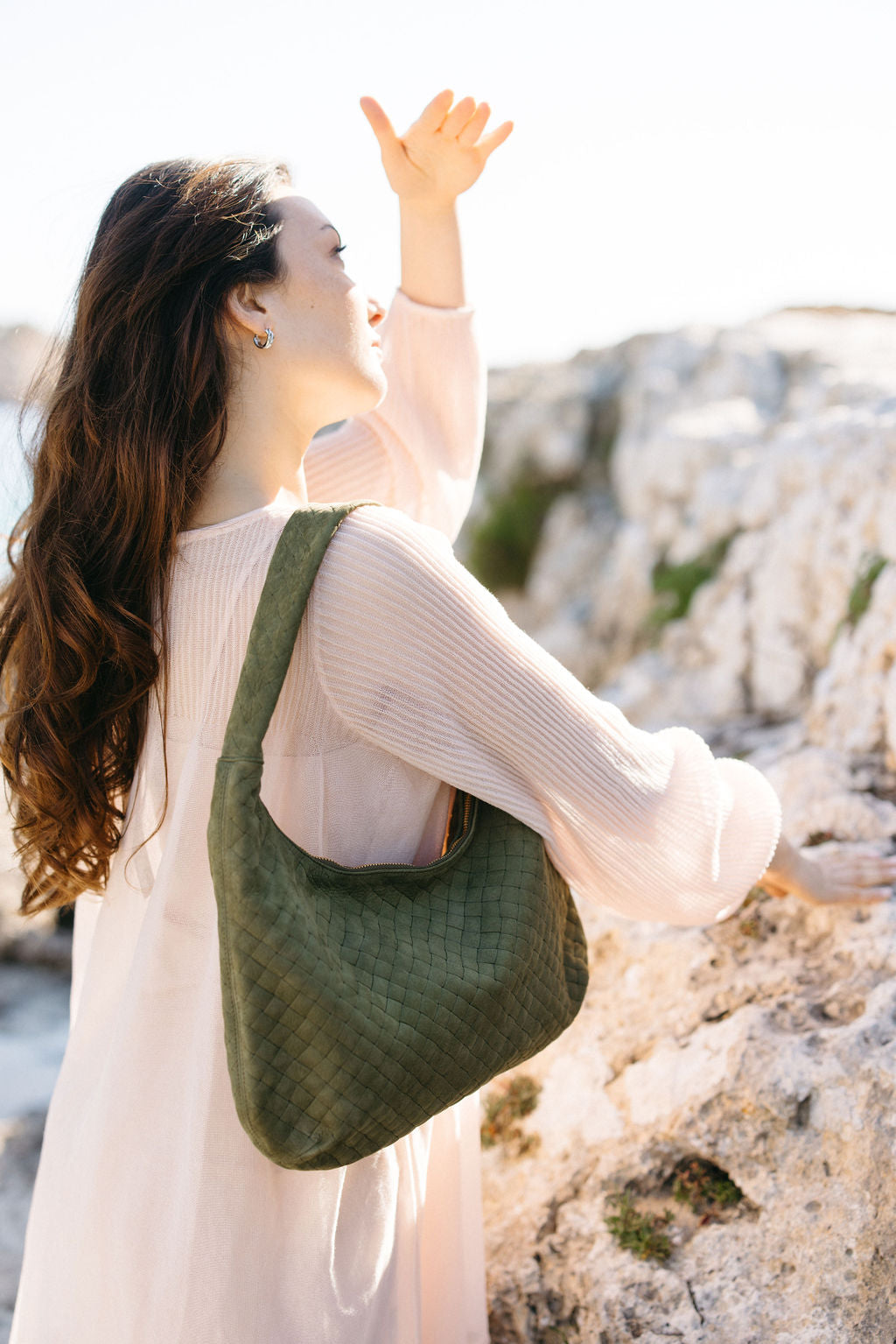 Chiara Ledertasche Wildleder Oliv