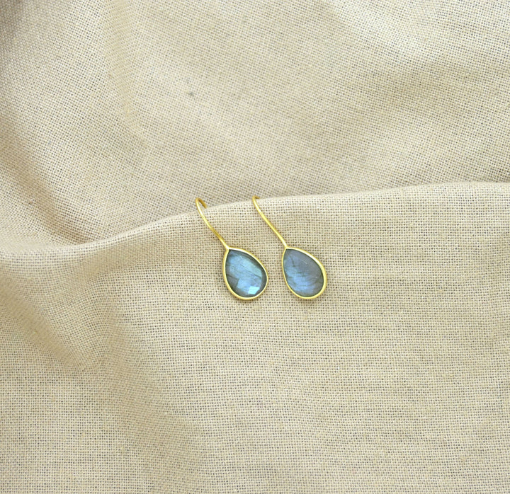 Teardrop Labradorit Gold Ohrring