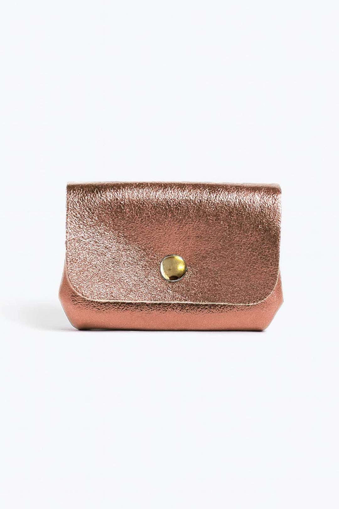 Leni small leather wallet, metallic pink
