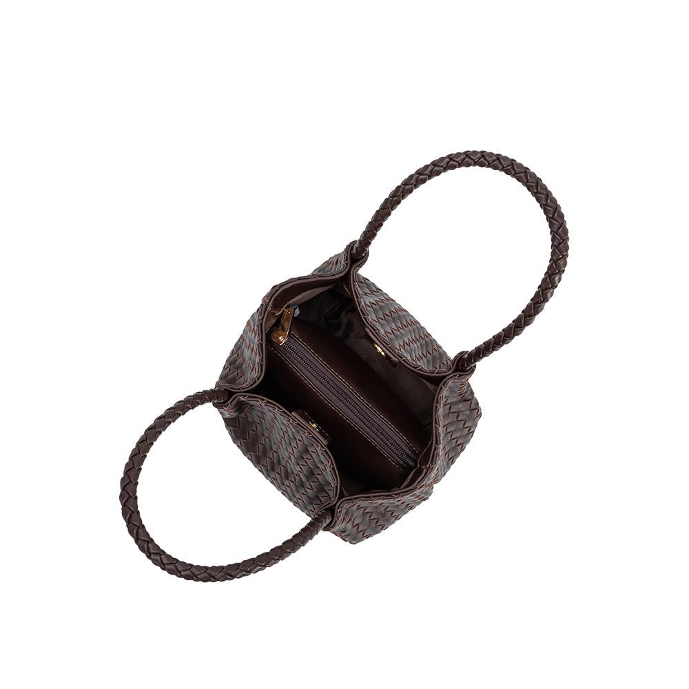 Melie Bianco Anahi Espresso Henkeltasche aus recyceltem veganem Material