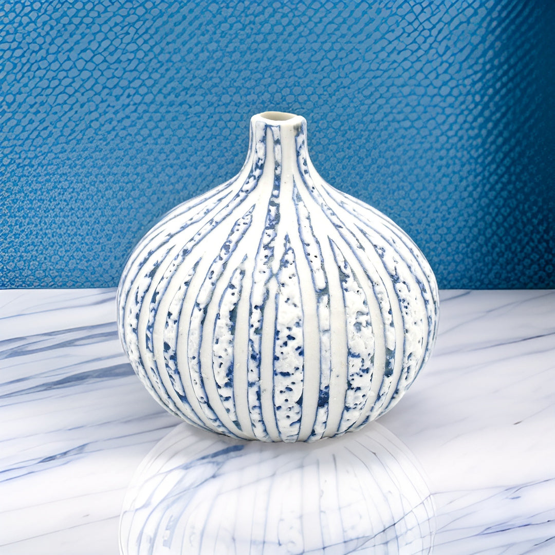 Mini Blue Water Knospenvase aus Porzellankeramik