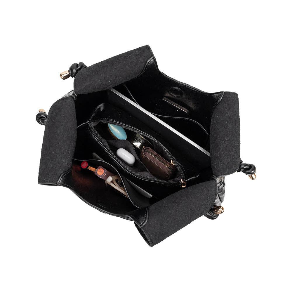 Melie Bianco Tracy vegan shoulder bag made from recycled material in chocolate