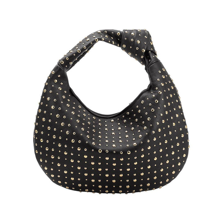 Brigitte grosse Schultertasche mit Nieten in Schwarz