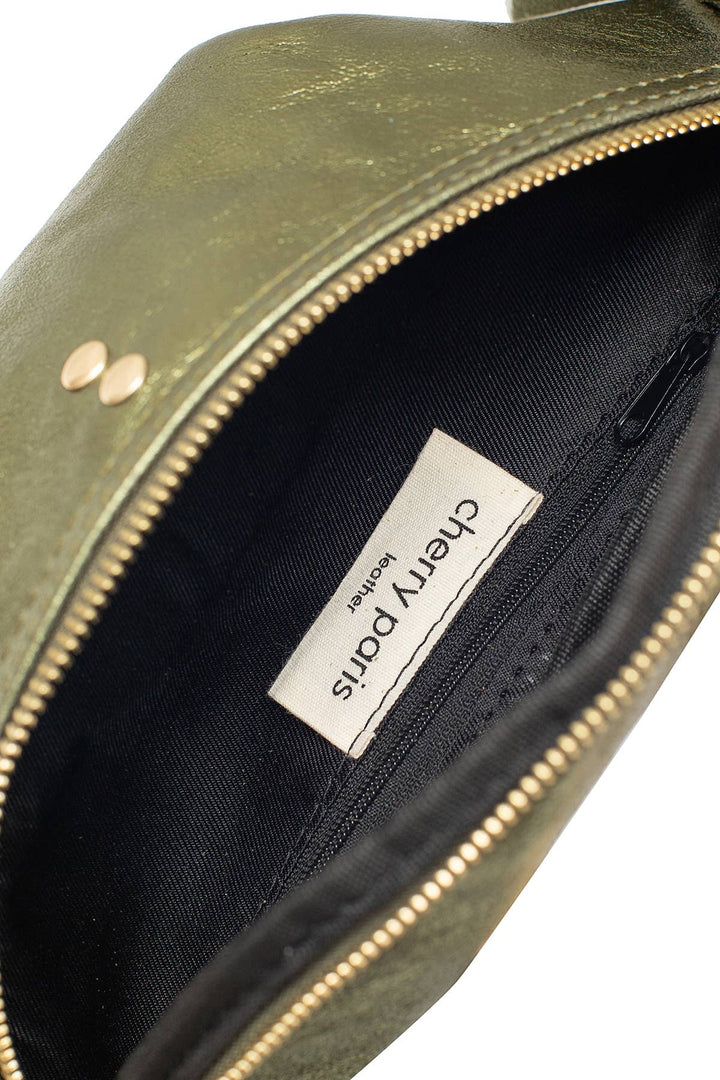 Nelly Ledertasche in Khaki Metall