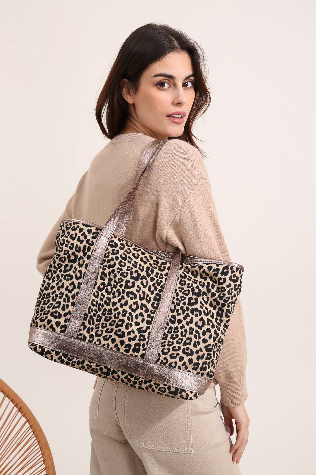 SATINE LEOPARD Bag - 4133B: Taupe