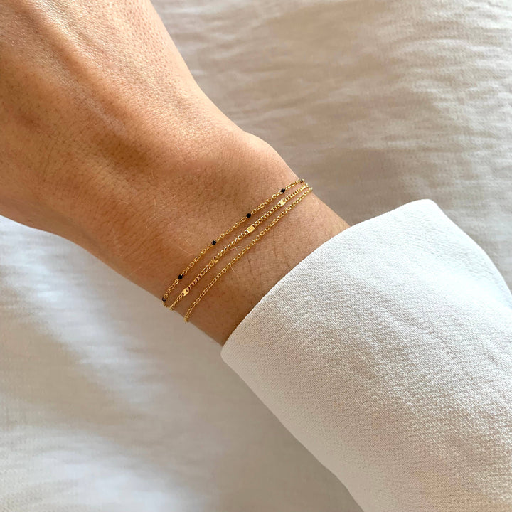 Zeina Dreireihiges Stahlarmband mit feiner Kette