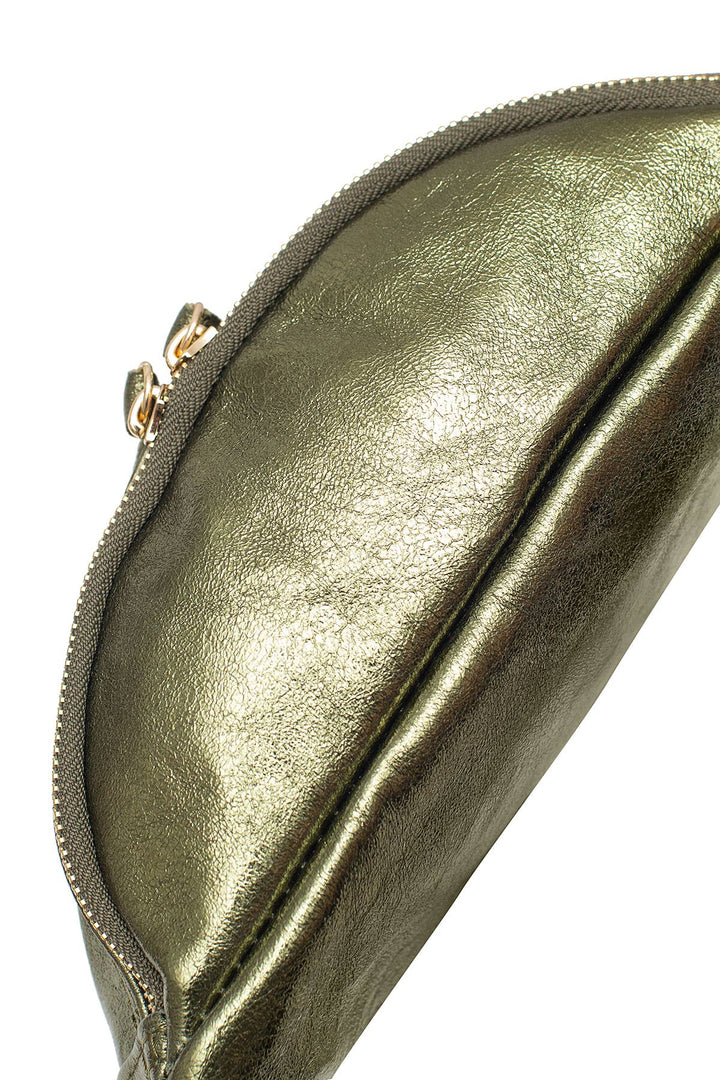 Nelly Ledertasche in Khaki Metall