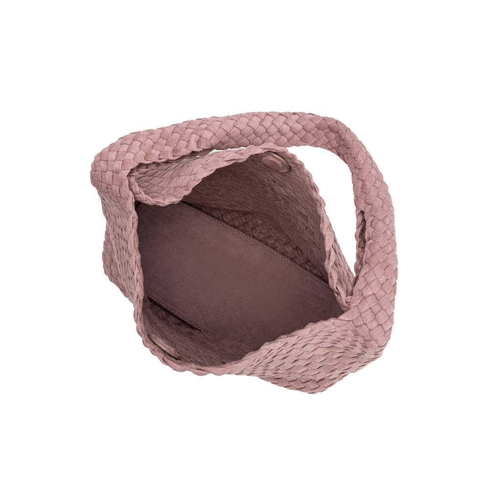 Melie Bianco Johanna große Schultertasche aus recyceltem veganem Wildlederimitat in Mauve
