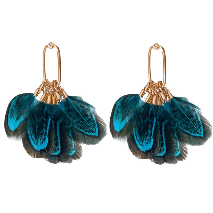 Earrings with peacock feathers and autumnal tassels