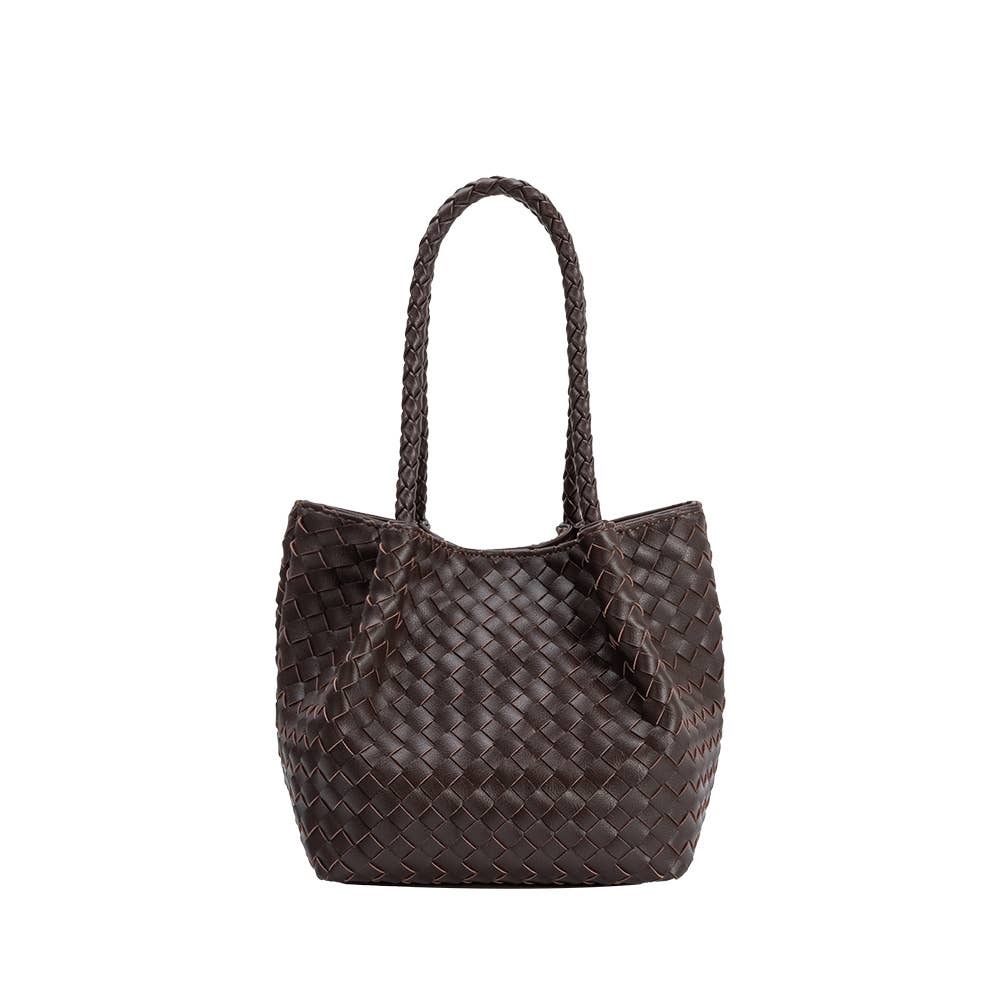 Melie Bianco Anahi Espresso Henkeltasche aus recyceltem veganem Material