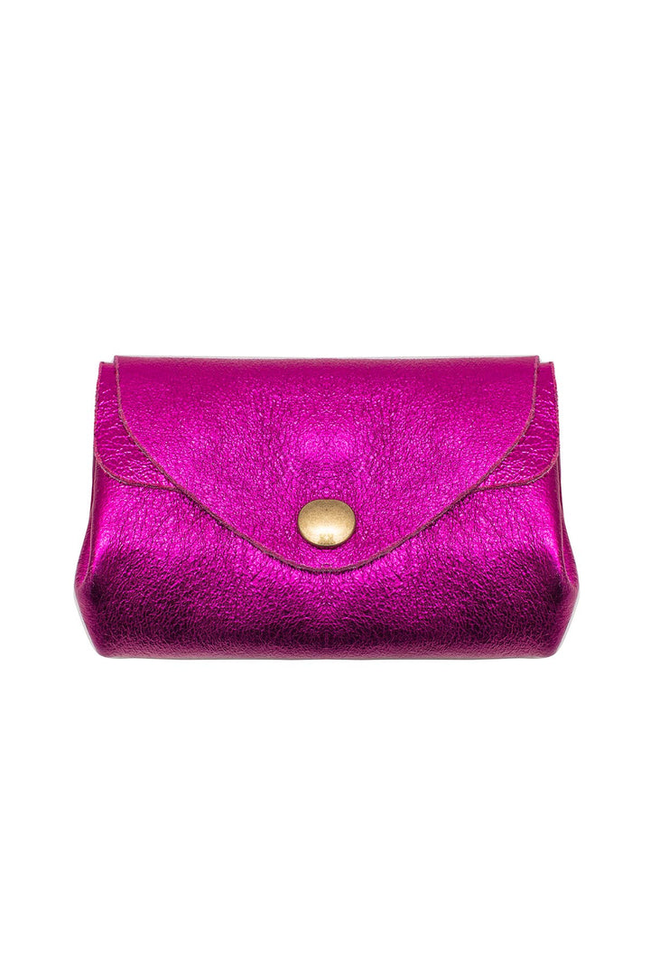 Suzie kleine Leder-Geldbörse Fuchsia Metall