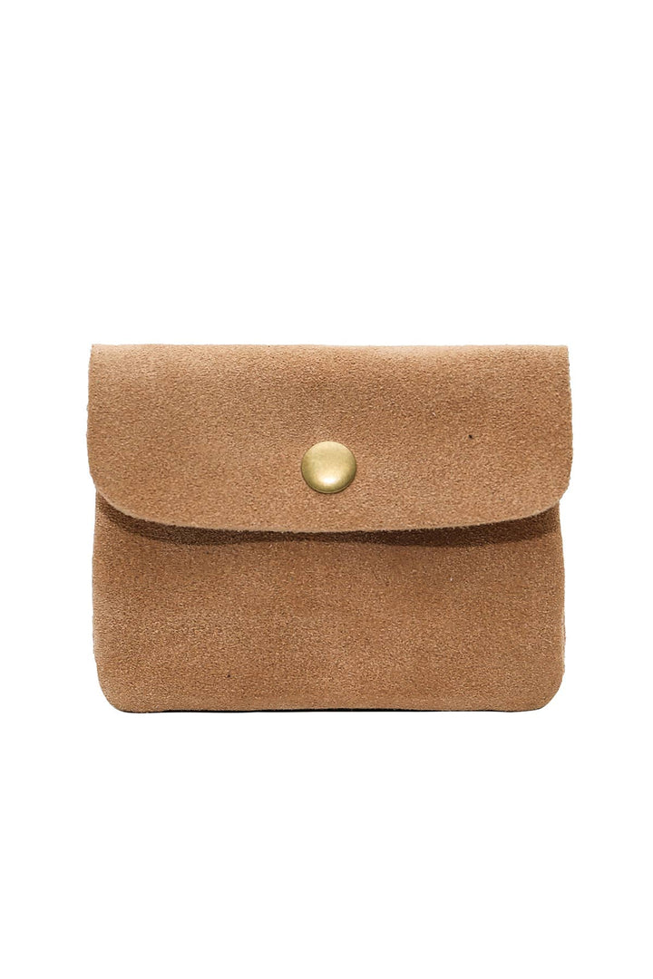 Luce small velour leather wallet, beige
