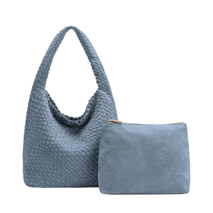 Melie Bianco Johanna große Schultertasche aus recyceltem veganem Wildlederimitat in Chambry