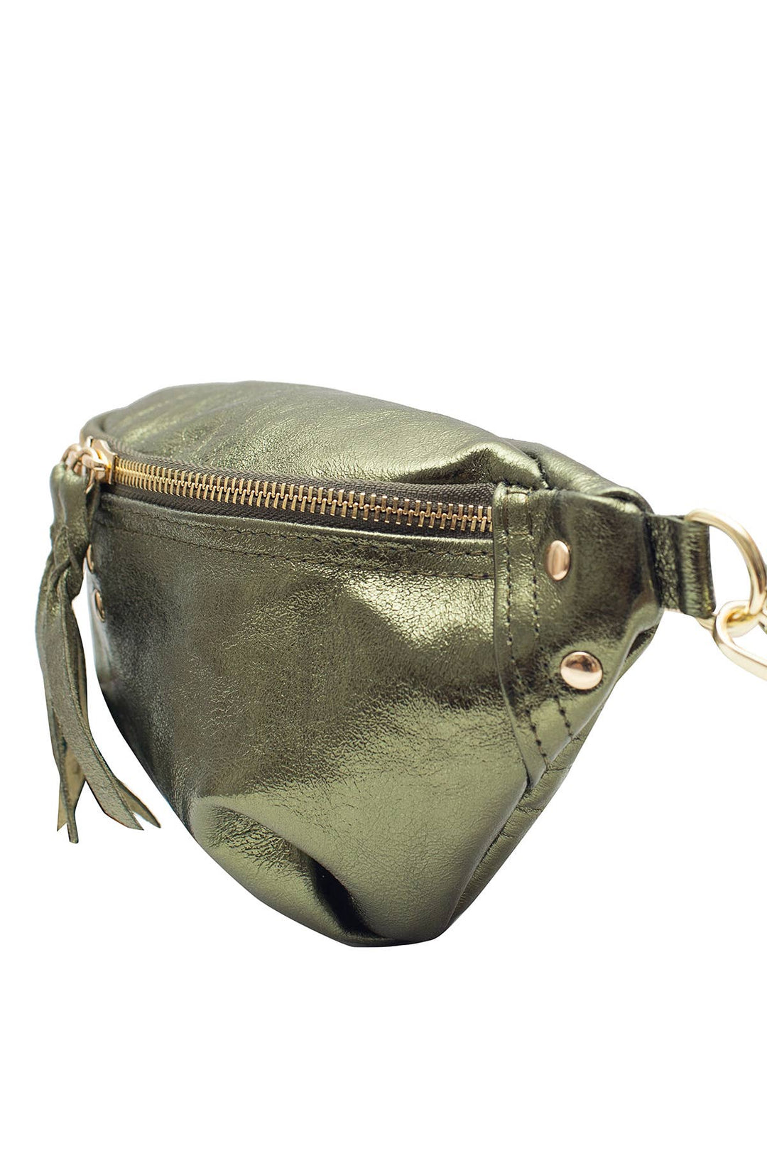 Nelly Ledertasche in Khaki Metall