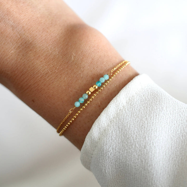 Eni Amazonit-Türkis-Doppelperlenarmband