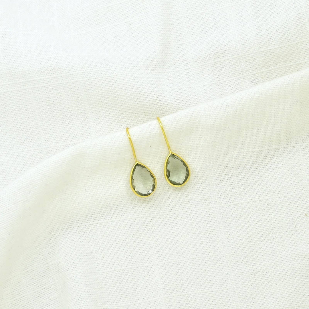 Teardrop Grüner Amethyst Gold Ohrring