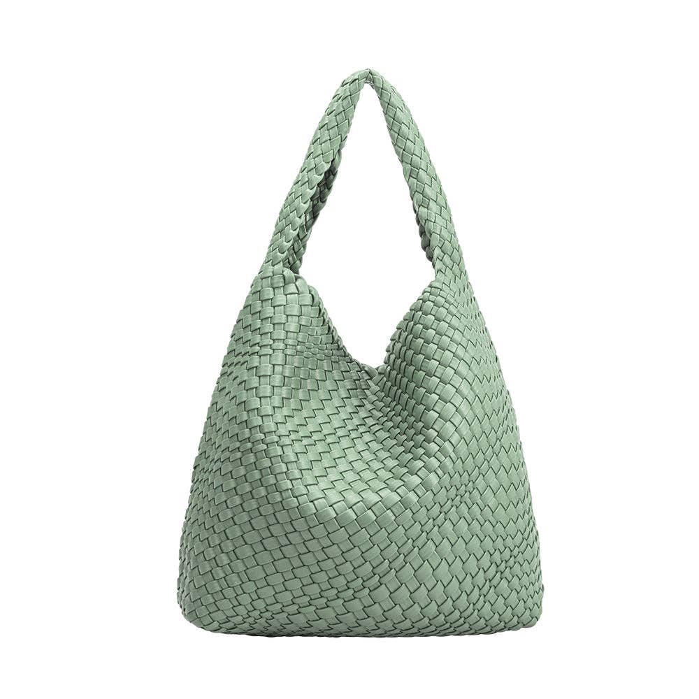 Melie Bianco Johanna große Schultertasche aus recyceltem veganem Material in Teal - Limited Edition