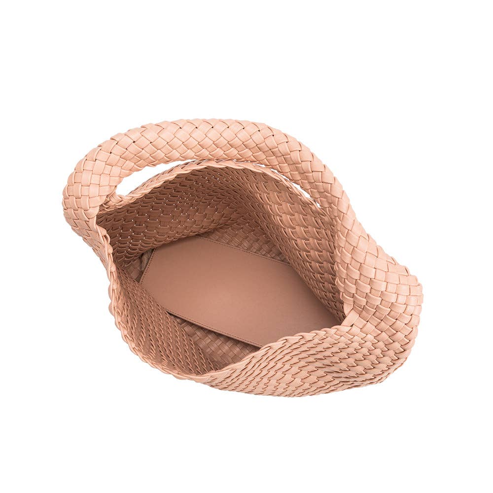 Melie Bianco Johanna große Schultertasche aus recyceltem veganem Material in Blush