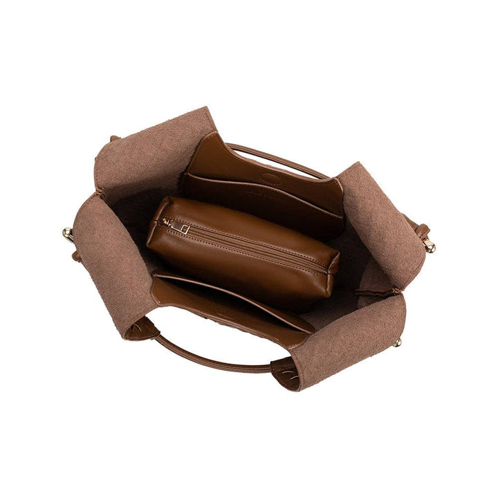 Melie Bianco Tracy vegan shoulder bag made from recycled material in chocolate