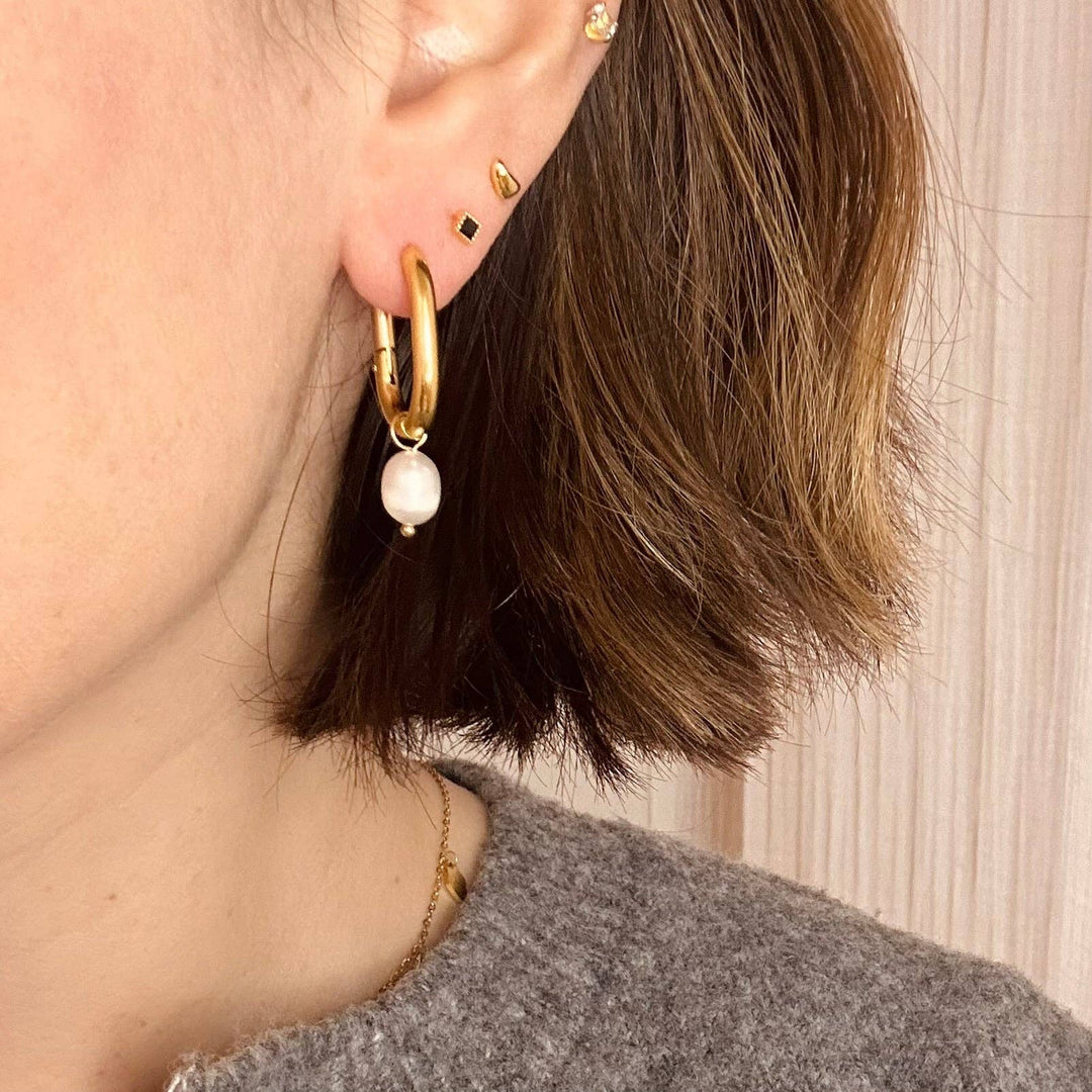 Everyday Pearl Drop Hoops