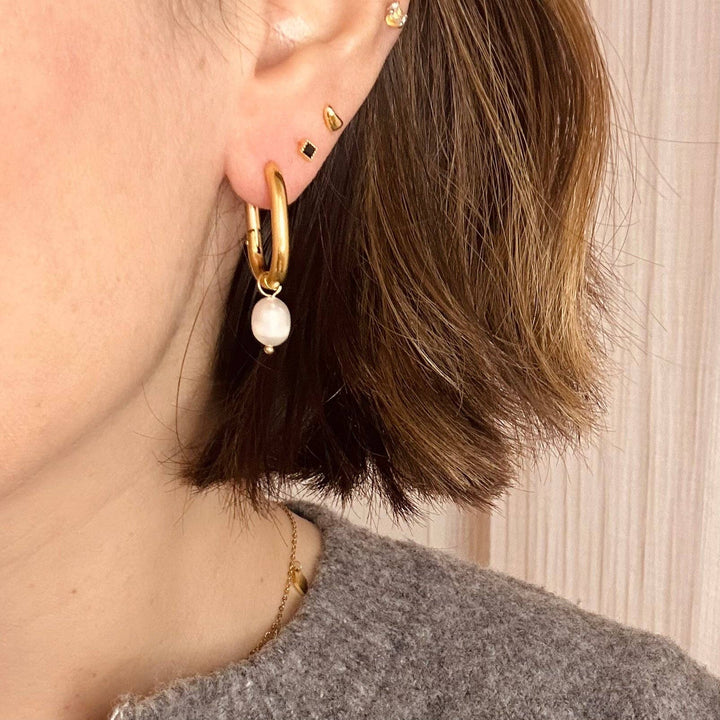 Everyday Pearl Drop Hoops