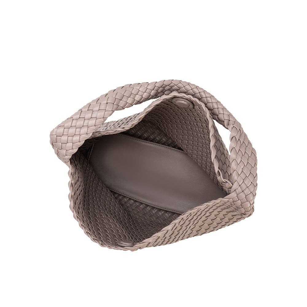 Melie Bianco Johanna große Schultertasche aus recyceltem veganem Material in Grey