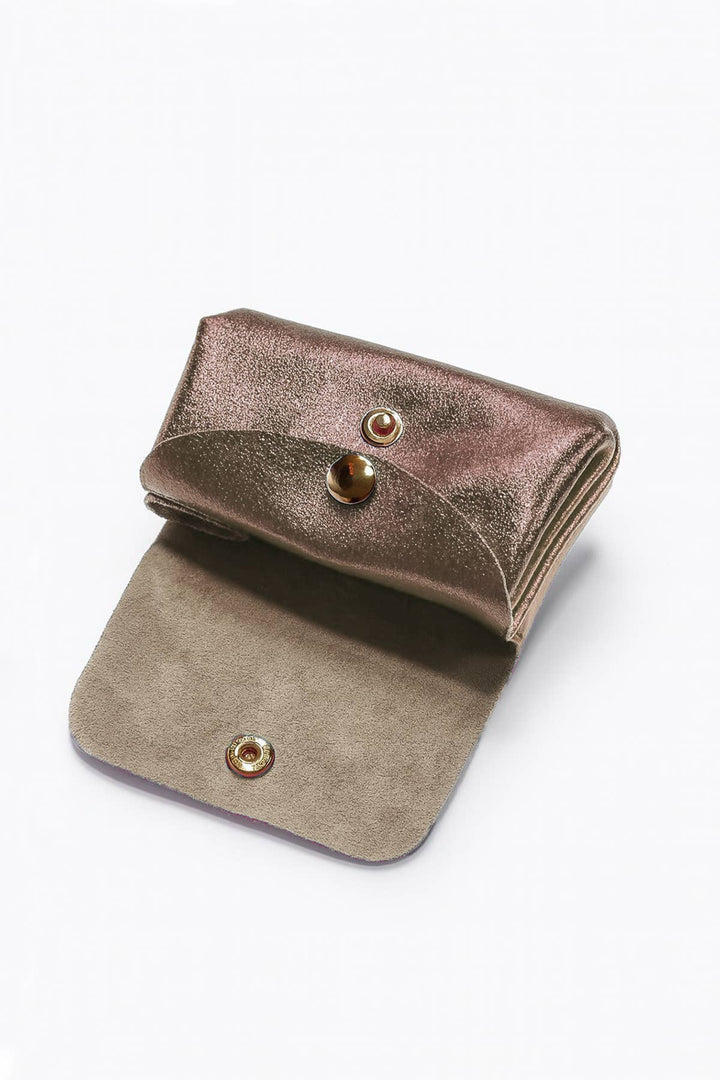 Leni small leather wallet, pewter