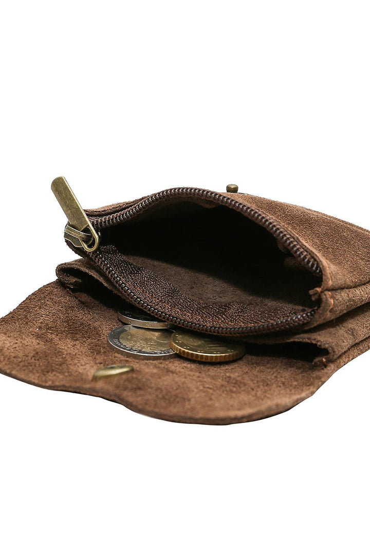 Luce small velour leather wallet, taupe