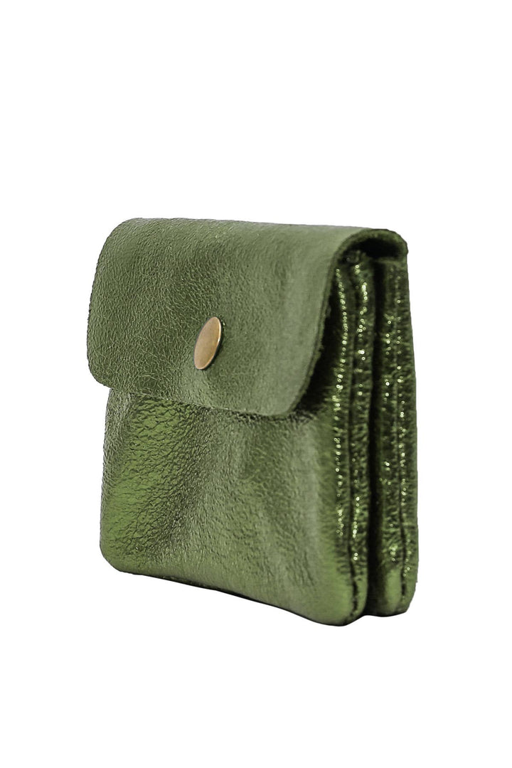 Luce small leather wallet, khaki-colored metal