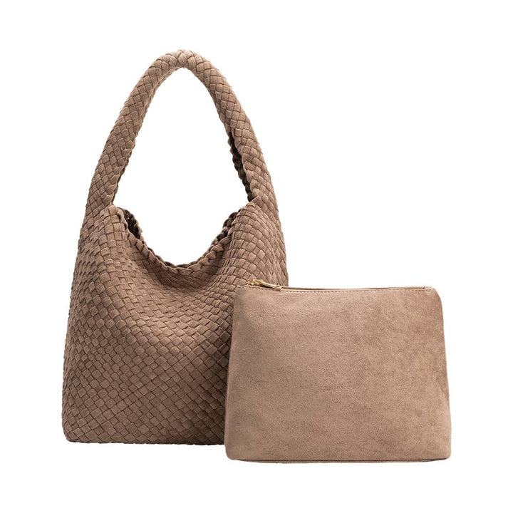 Johanna Clay Schultertasche aus recyceltem veganem Veloursleder