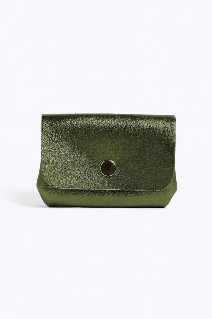 Leni small leather wallet, metal khaki