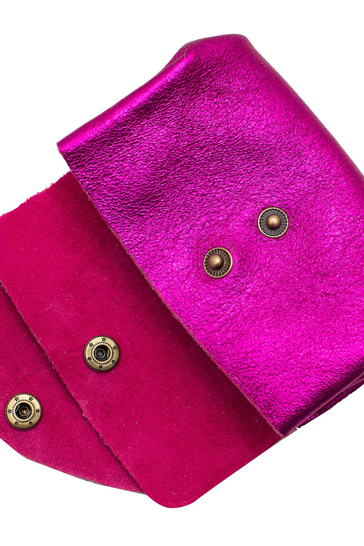 Suzie kleine Leder-Geldbörse Fuchsia Metall