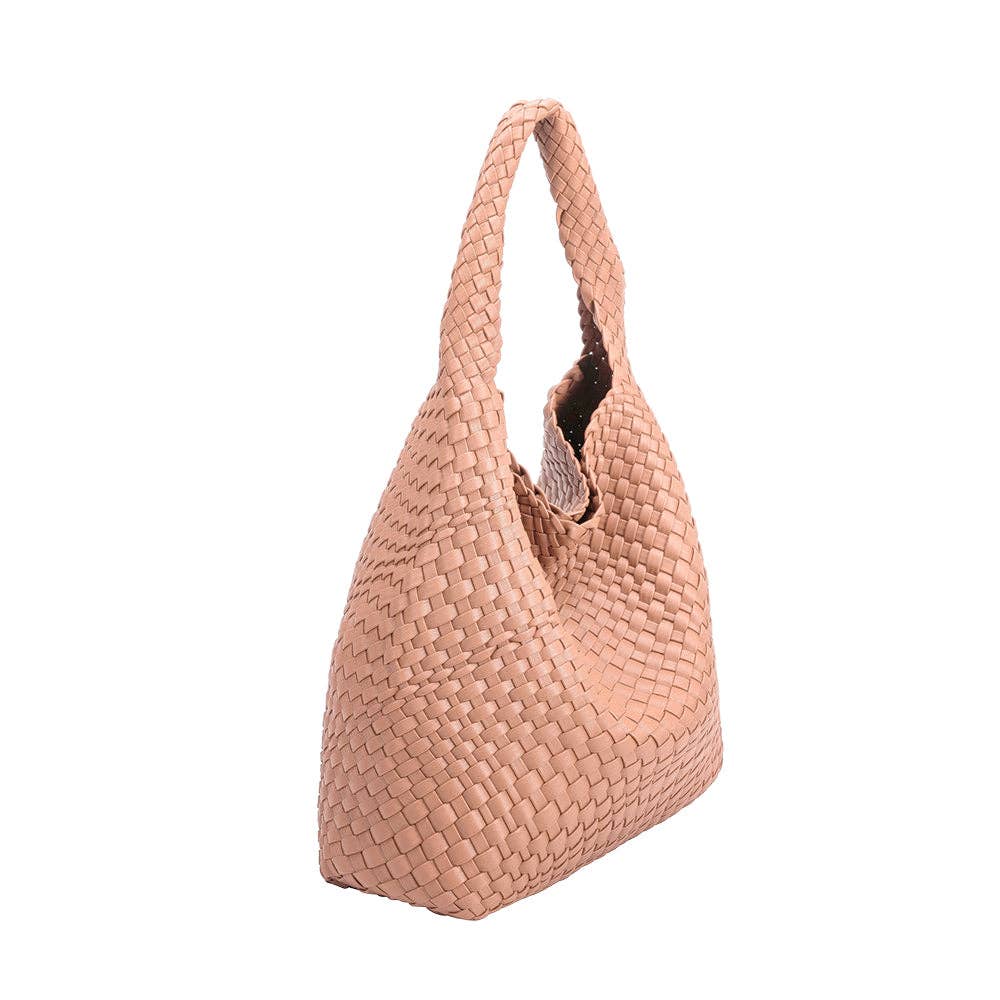 Melie Bianco Johanna große Schultertasche aus recyceltem veganem Material in Blush