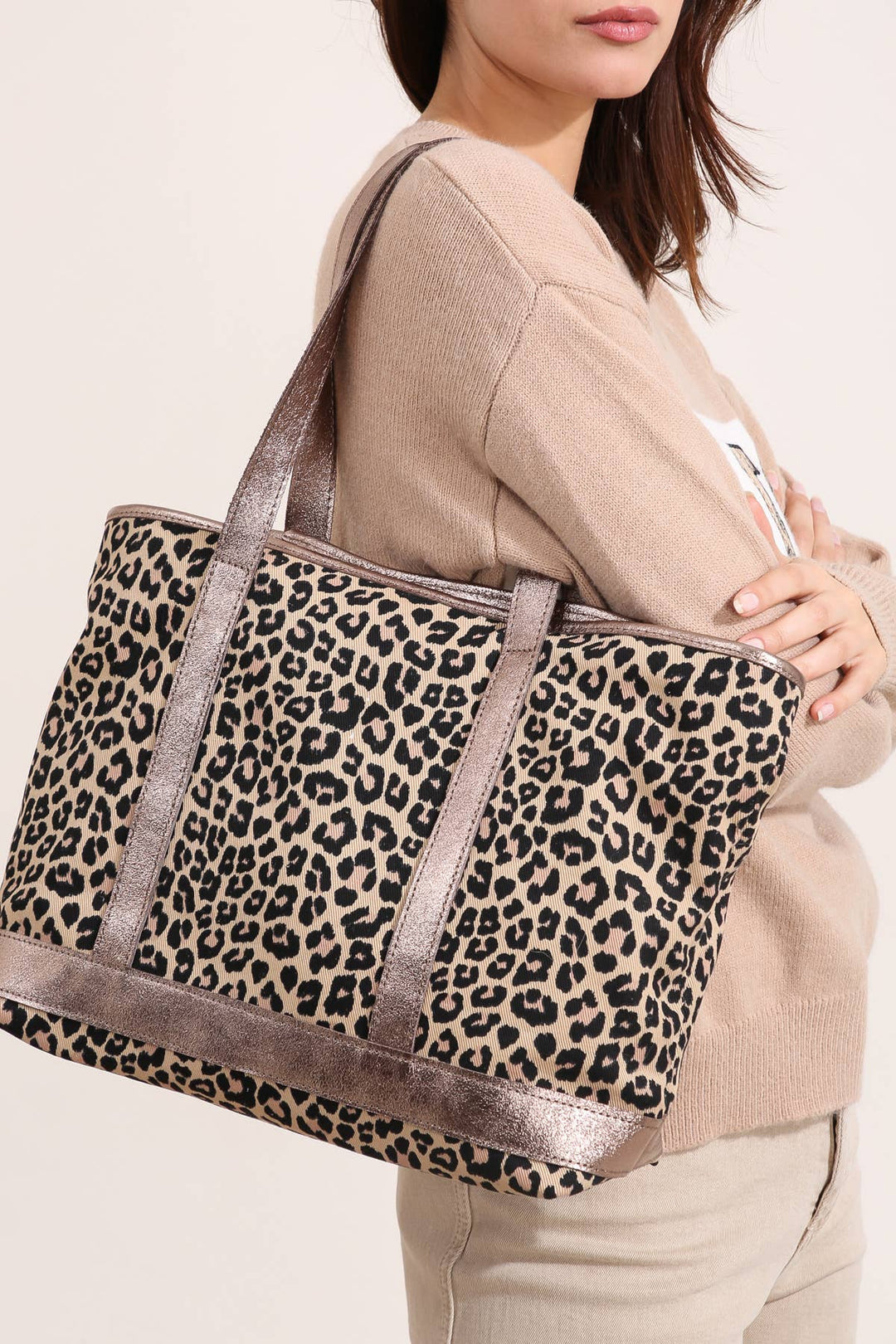 SATINE LEOPARD Bag - 4133B: Taupe