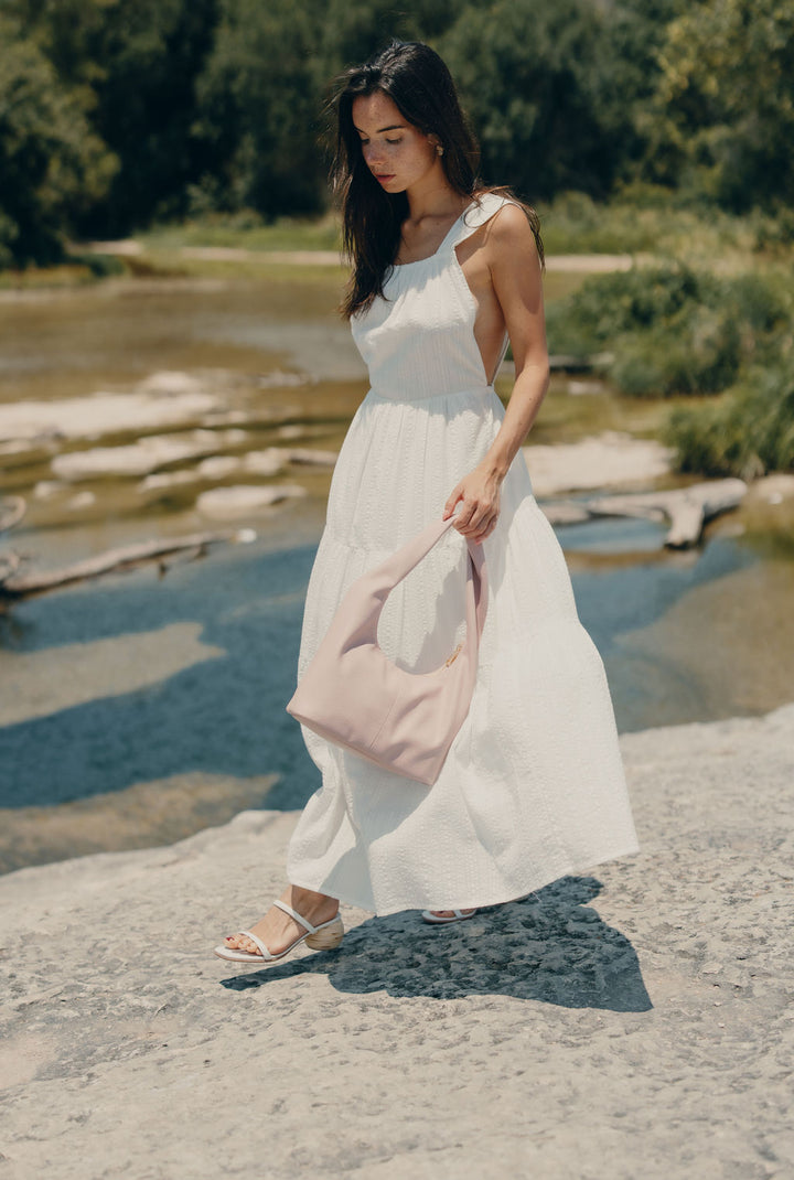 Ava Slouchy shoulder bag made from vegan leather in Antique Rose