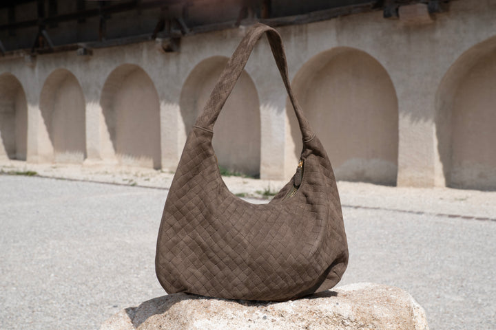 Chiara Ledertasche Wildleder Dark Taupe