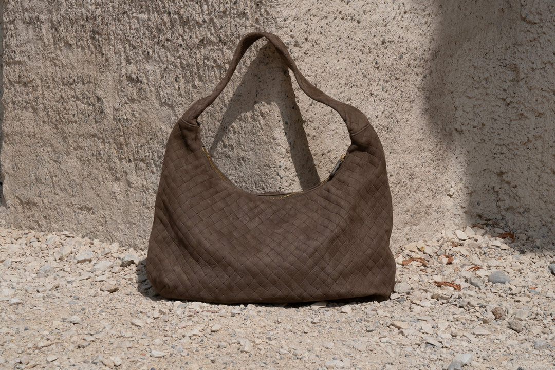 Chiara Ledertasche Wildleder Dark Taupe